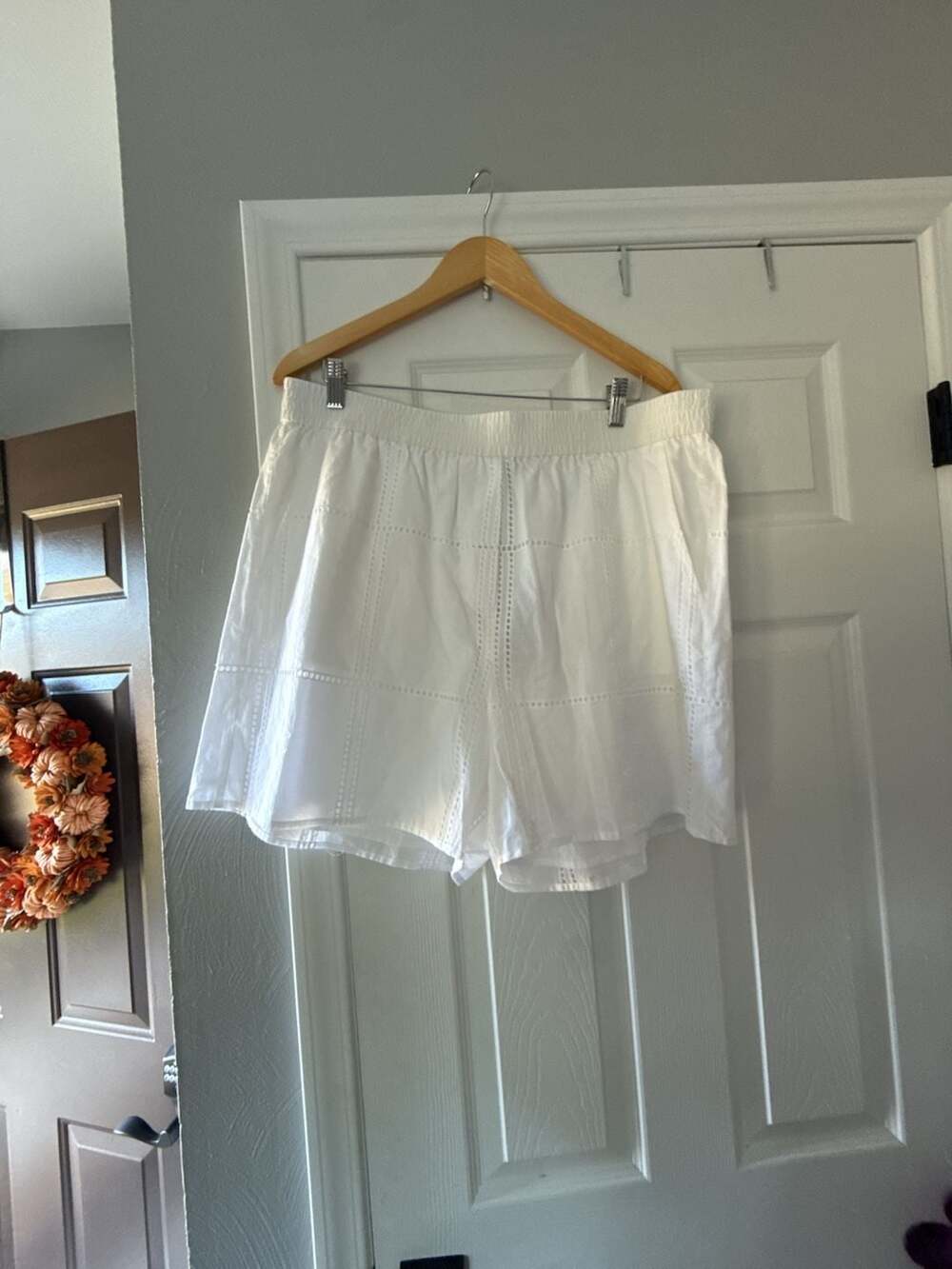 rag & bone Ella Cotton Poplin Eyelet Shorts Size XL White